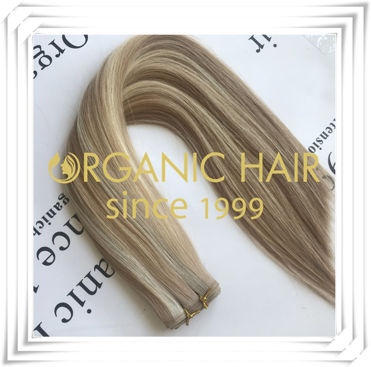 Piano color #22/60A flat weft hair extension C006
